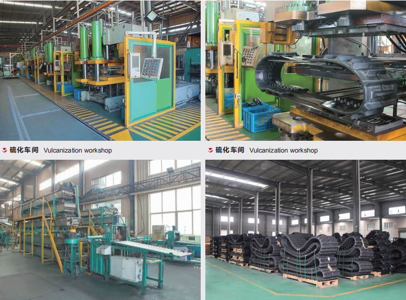 Harvester rubber track in vulcanization workshop
