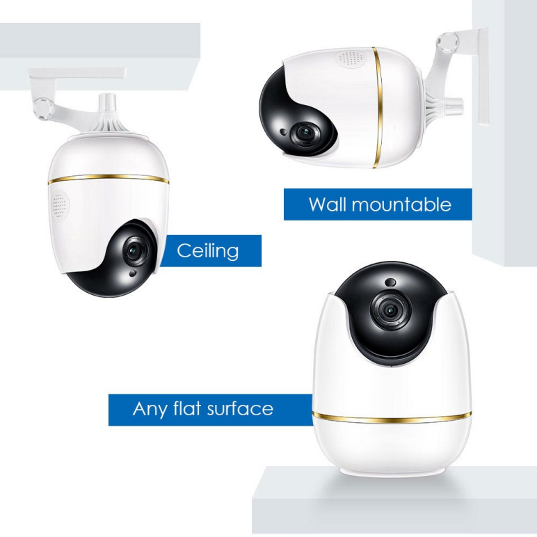 Camera mounting options including ceiling and wall mount