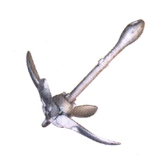 Folding Boat Anchor, Galvanized Steel, Type A