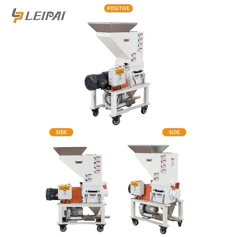 Side profile of the low-speed plastic shredder on wheels