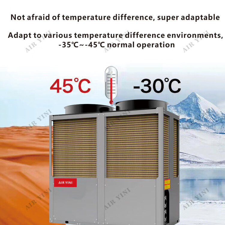 Graphic showing heat pump operating range from -35°C to 45°C