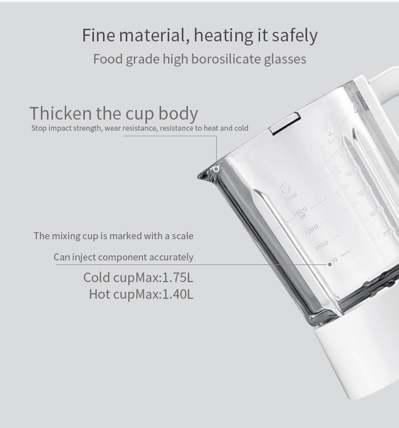 High borosilicate glass jug with clear measurement markings