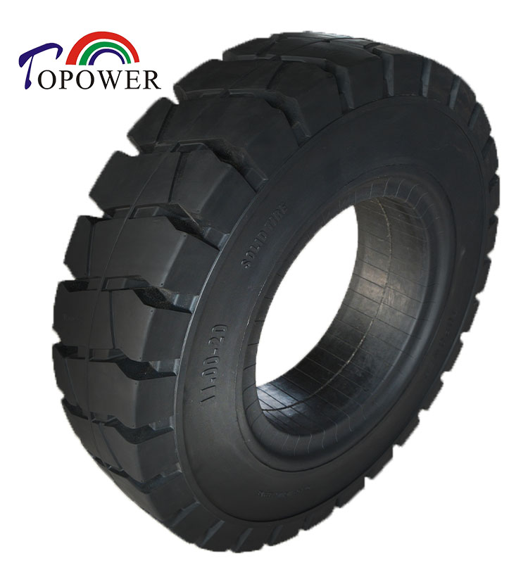 Solid rubber tire profile view
