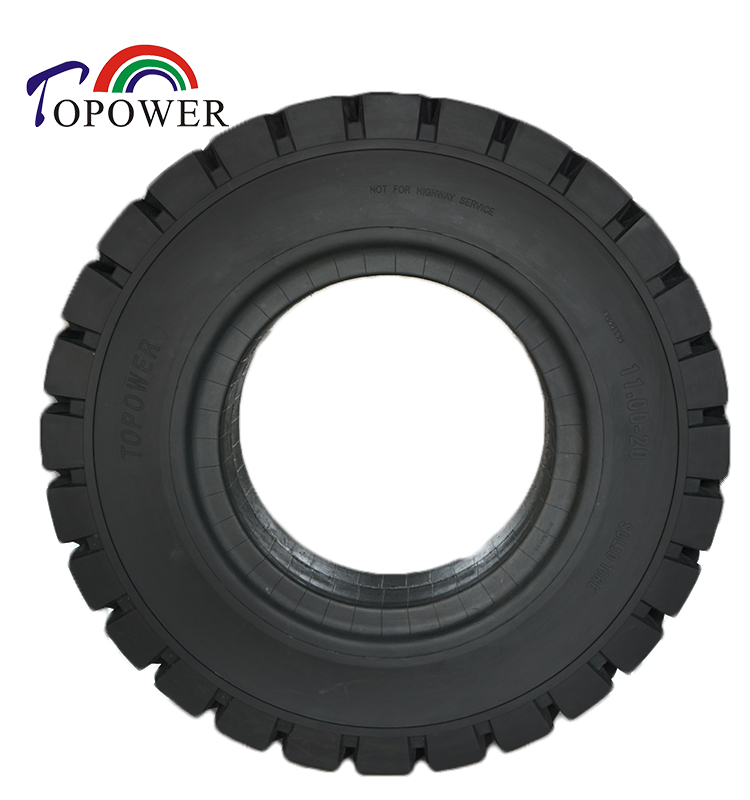 Solid rubber tire side view