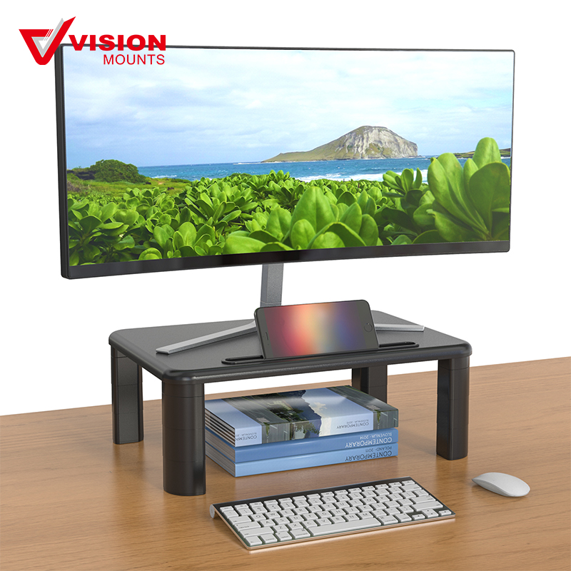 Adjustable Height Monitor Riser with Storage Drawer