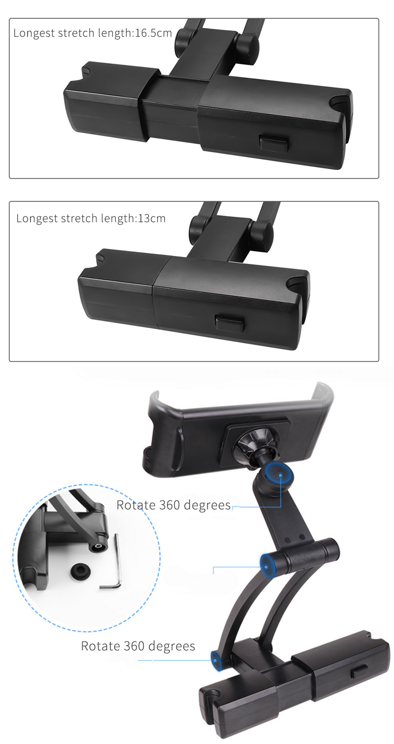 Close up of the telescopic arm and rotation mechanism of the car mount