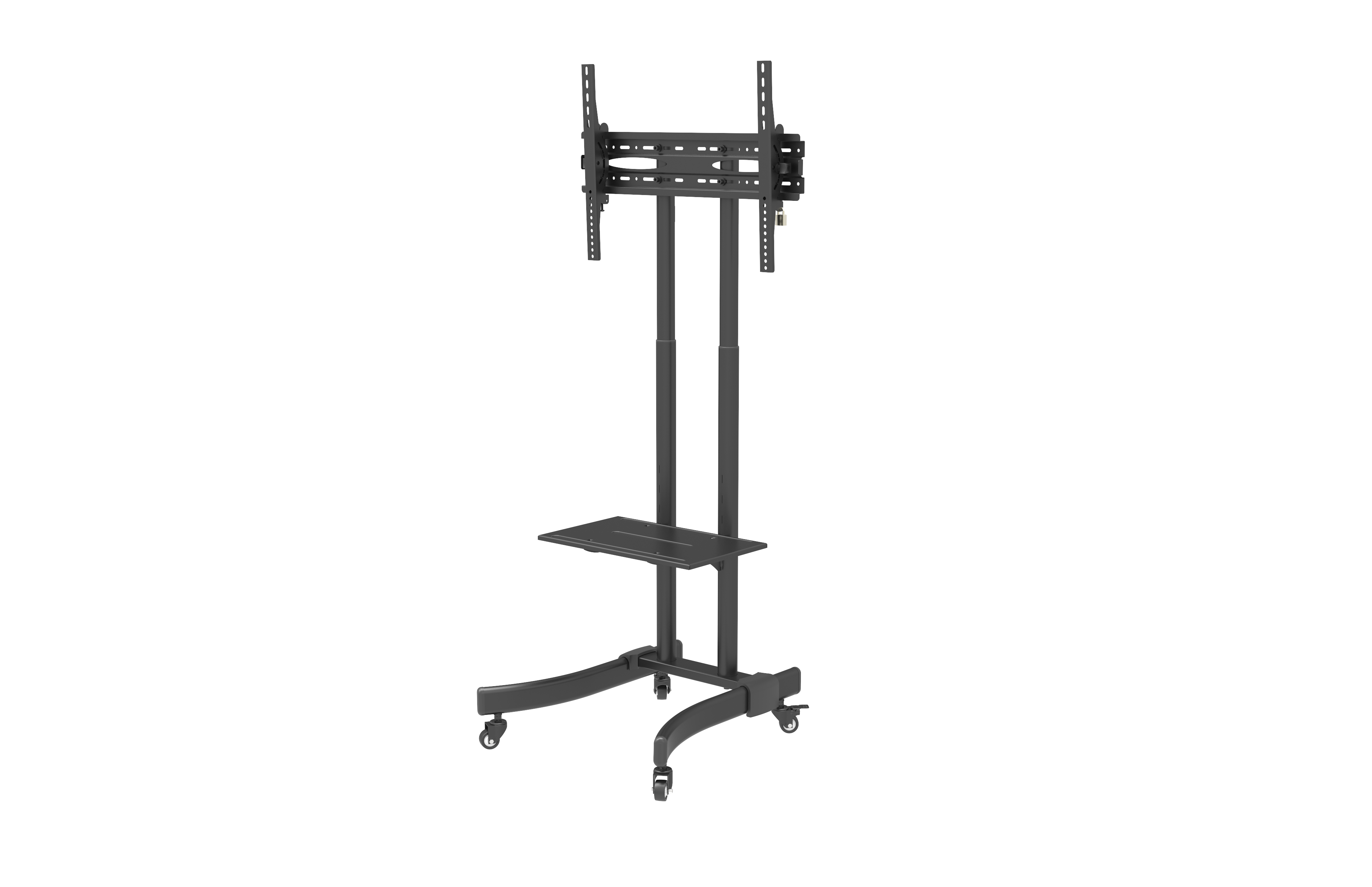 Height adjustable mobile TV stand with shelf