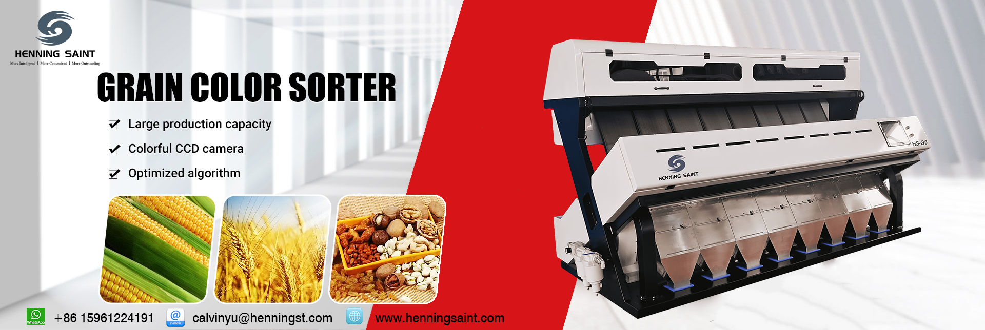 Grain color sorting machine showing high-capacity production interface