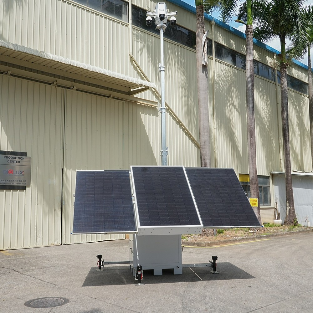 Mobile Solar Surveillance Tower with Electric Mast