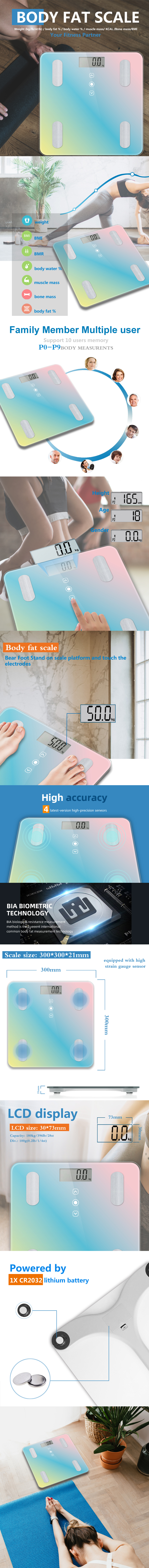 Detailed view of the body composition scale display and sensor technology