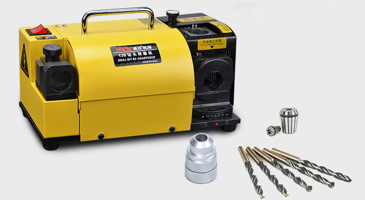 High-precision drill grinding machine showing angle adjustment