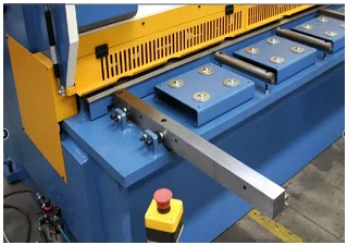 Close up of shearing machine components