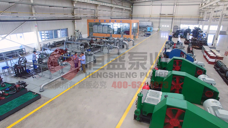 High pressure water injection pump unit in a testing environment