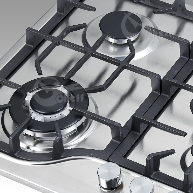 Four-Burner Stainless Steel Gas Hob with Blue Flame Technology