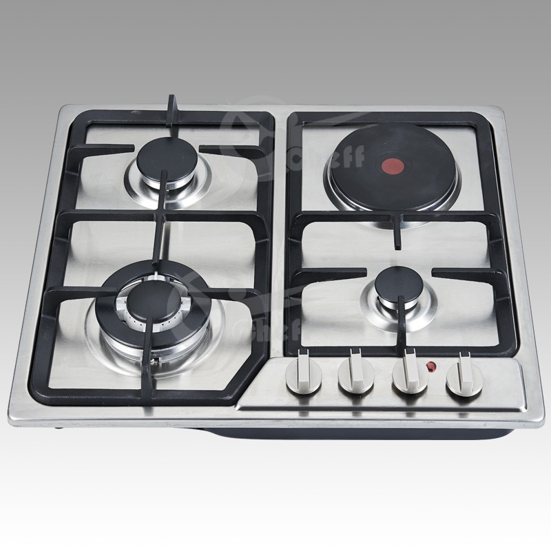 High-quality 4 burner gas and electric hob with stainless steel finish
