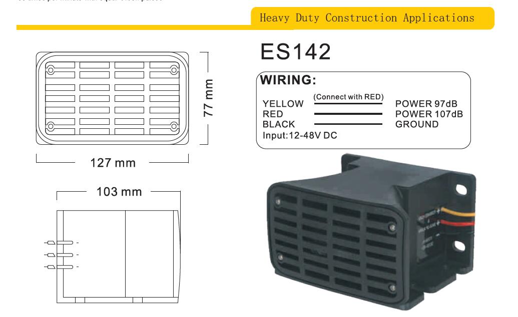 High Quality DC 12-48V safety reversing alarm, back up horn for Truck , Forklift ES142 - Image 2