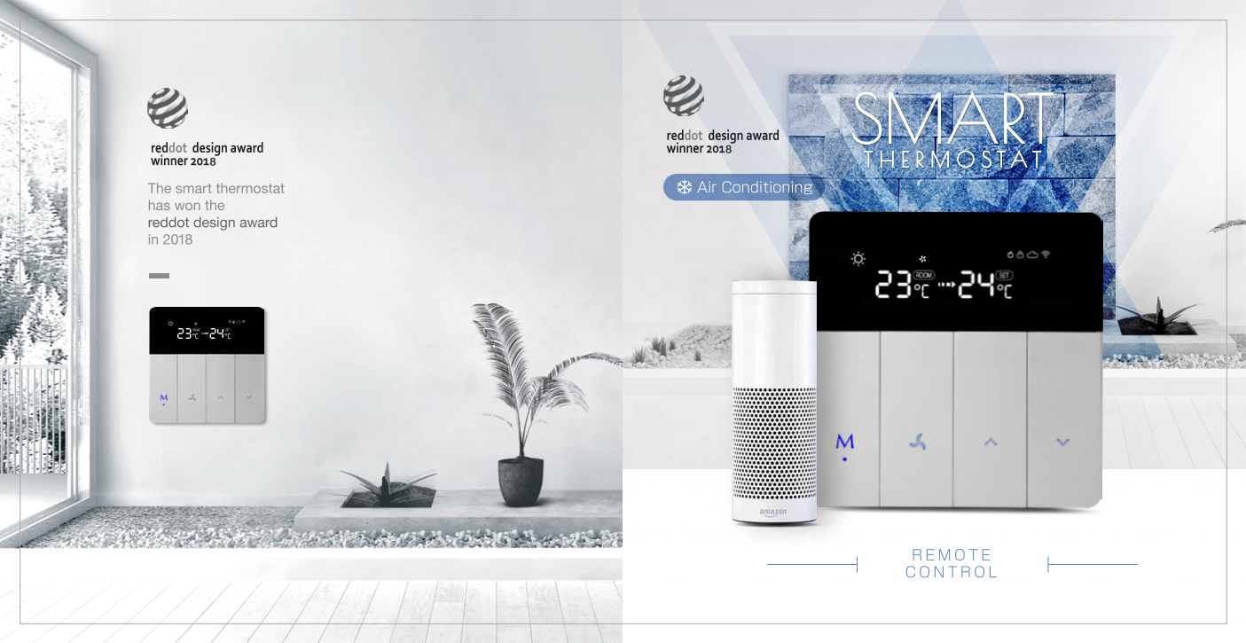 Design award winner graphic for the thermostat.