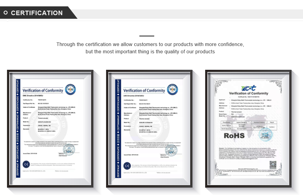 Certifications including EMC, LVD, and RoHS