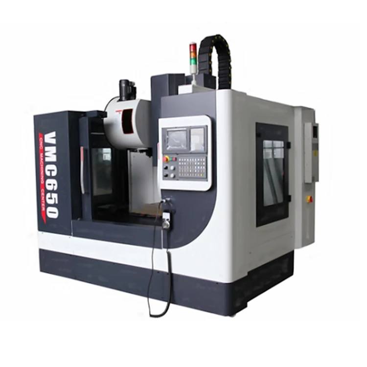 Close up of the CNC machining center work area