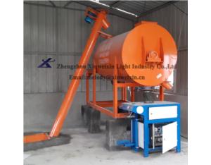 Horizontal powder mixer with automated bagging system