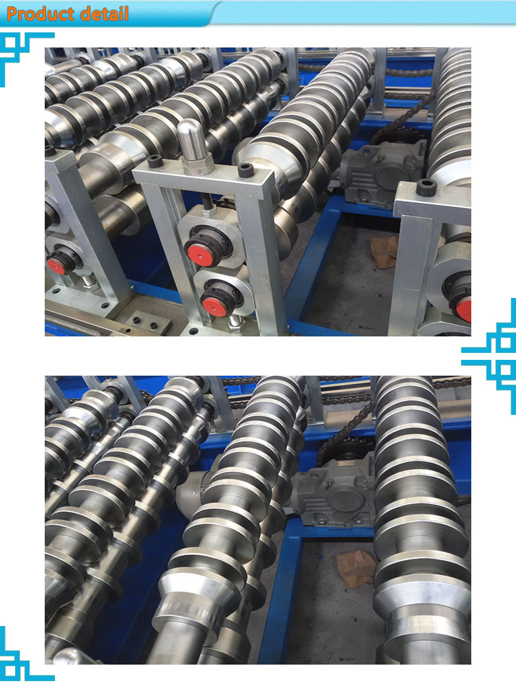 Close up of roll forming machine rollers