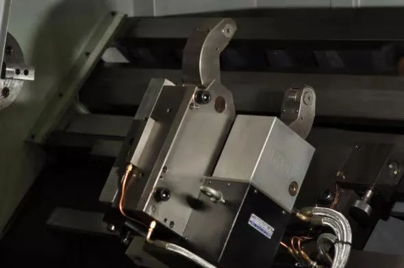 Close up of the lathe machine guide ways