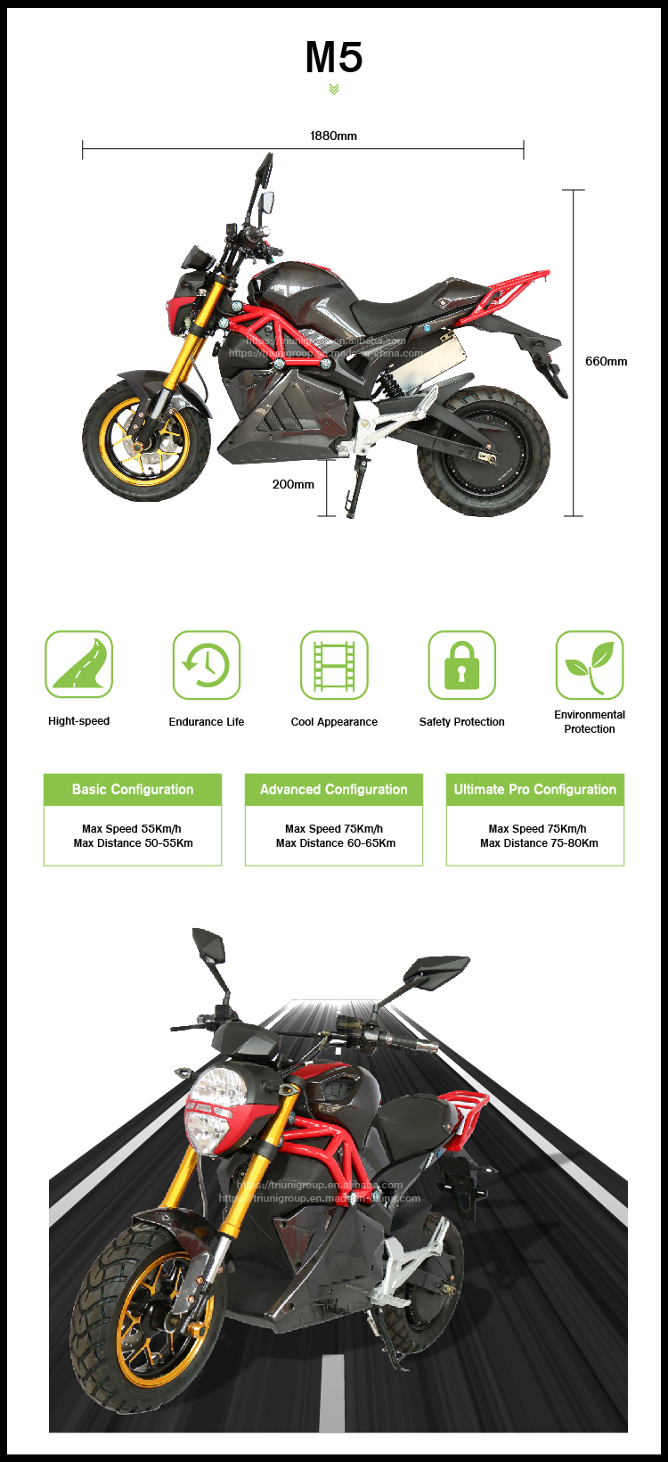 M5 electric motorcycle performance configurations