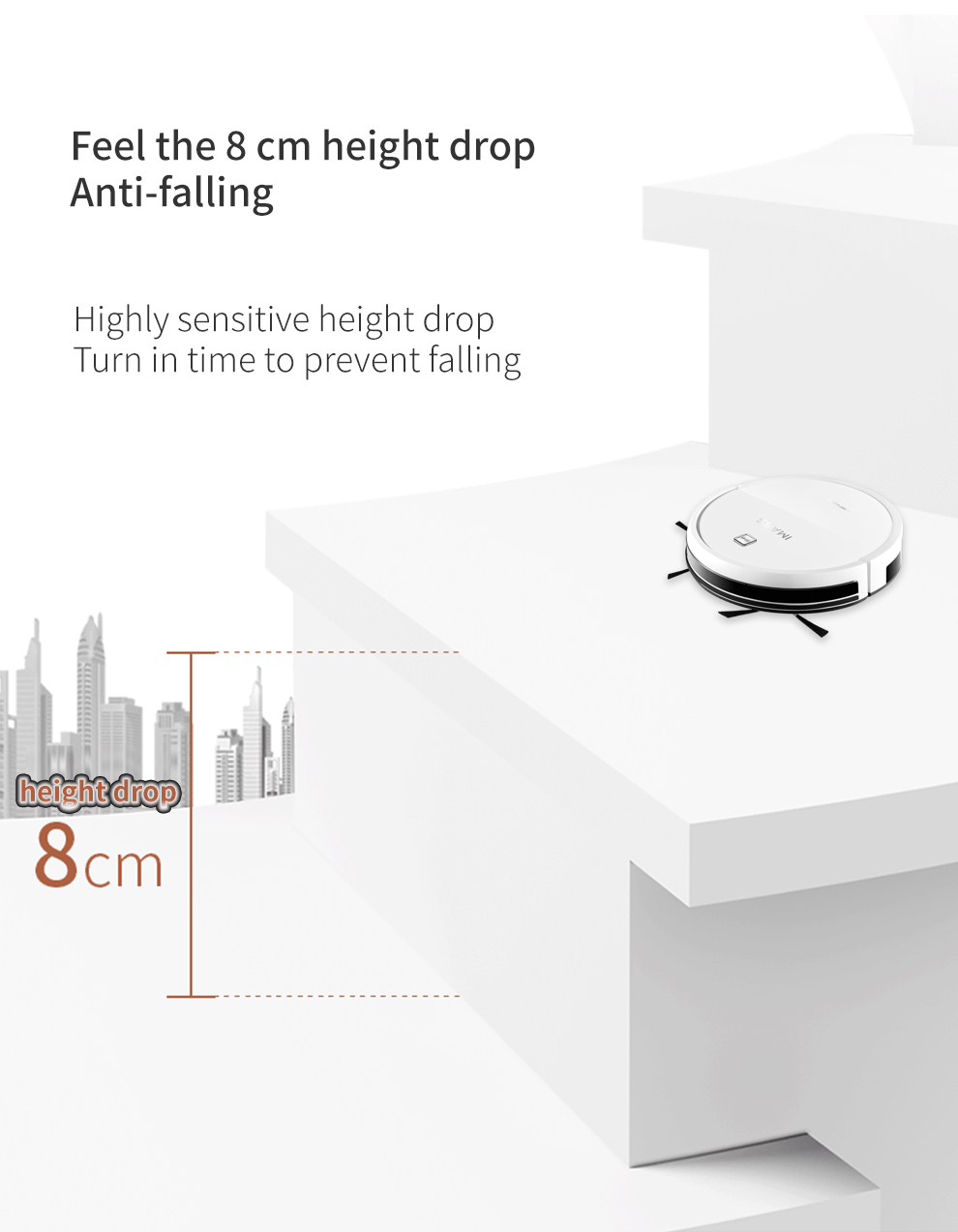 Robot vacuum sensor detecting a drop-off