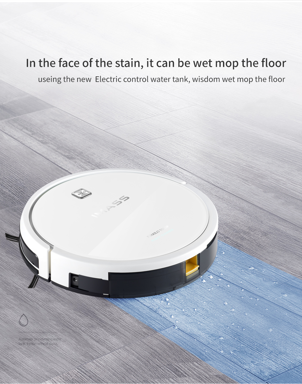 Robot vacuum mopping floor with electric water tank