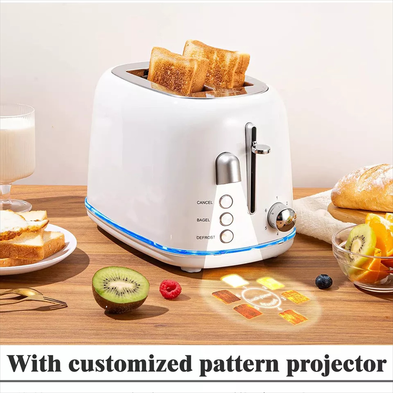 Projector Toaster for Bread with Adjustable Browning
