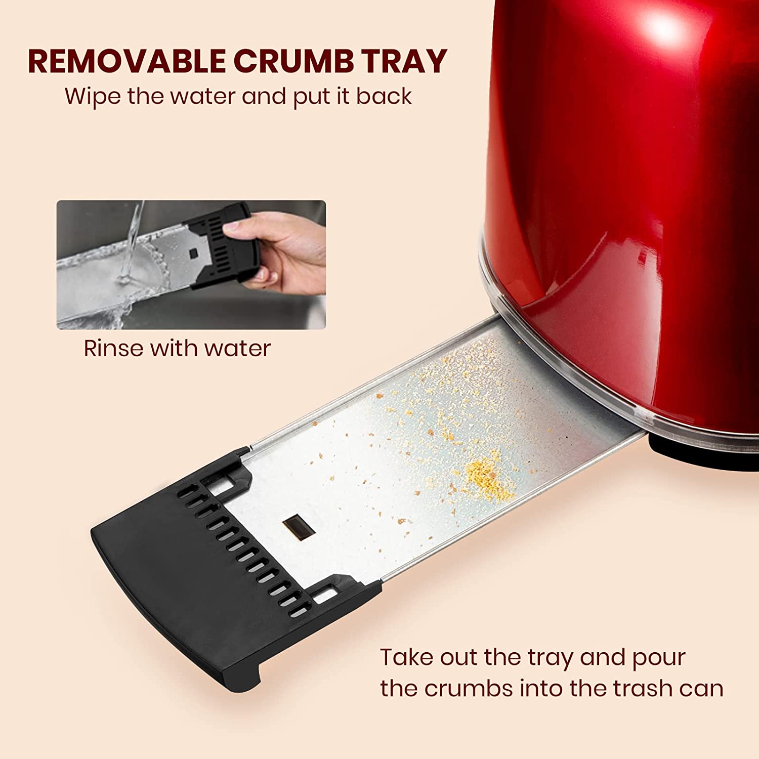 Removable crumb tray for easy maintenance