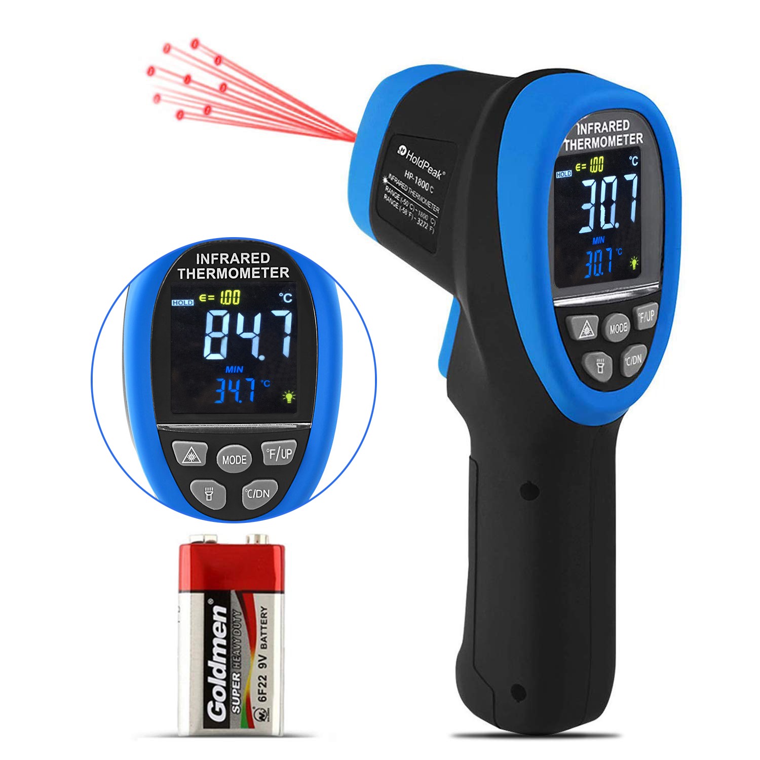 High temperature Infrared Thermometer handheld gun,-50'C--1800'C,HP-1800C - Image 3