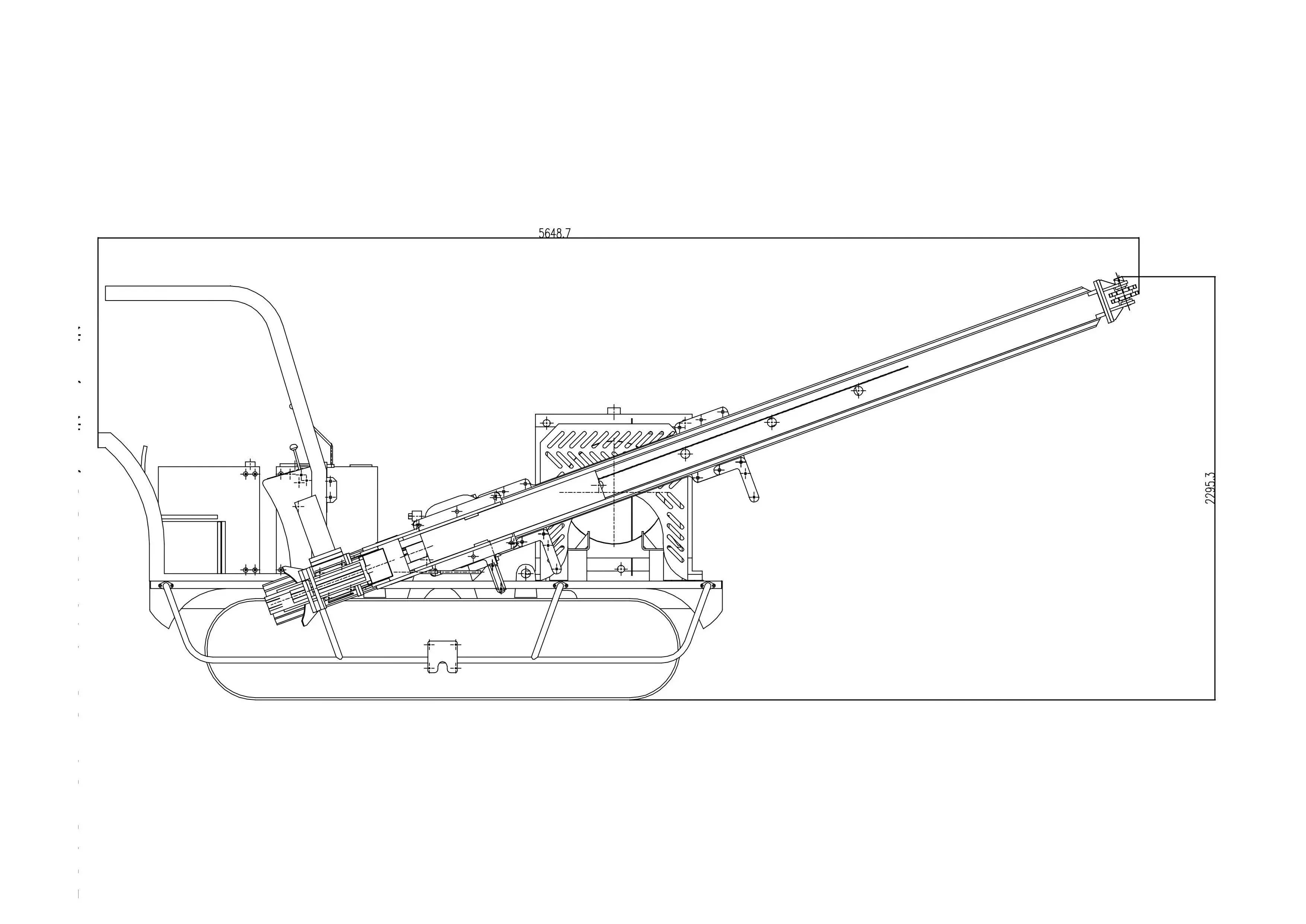 Side profile of the hydraulic crawler machine showing dimensions