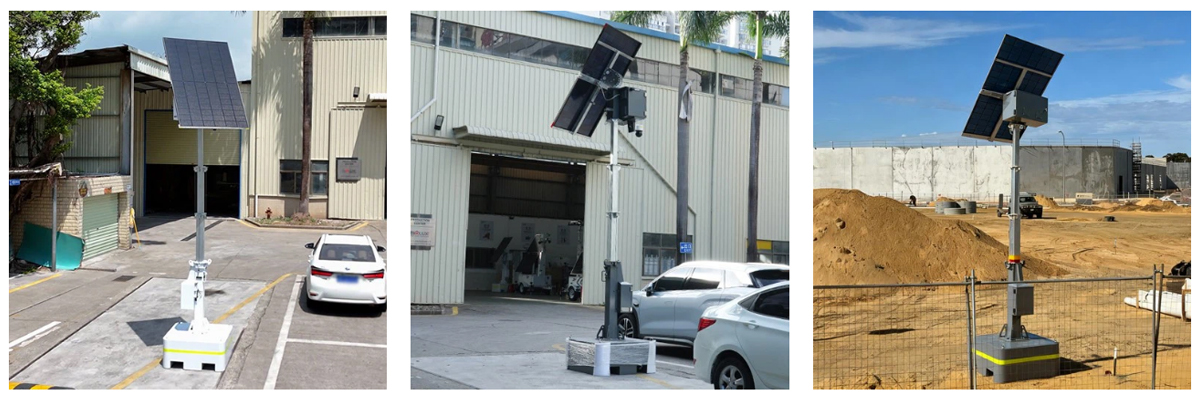 Solar CCTV tower in an outdoor setting