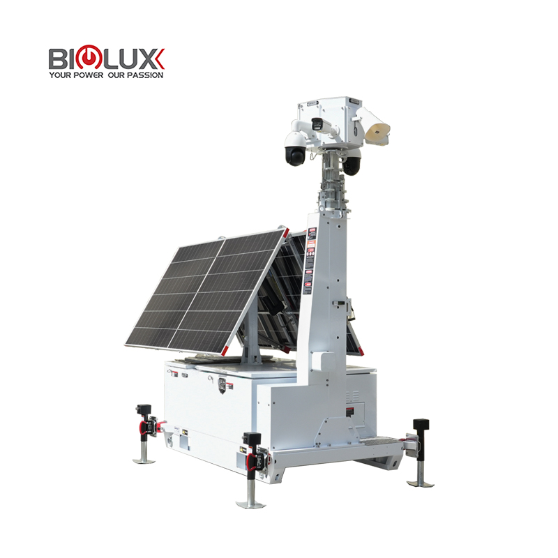 Mobile Solar Security Camera Tower with Skid Base