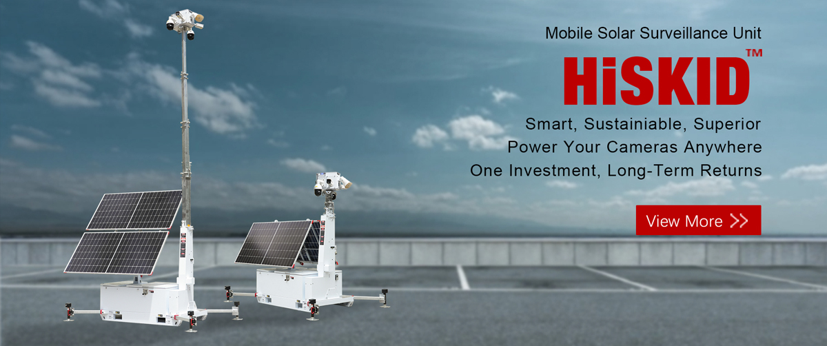 Mobile solar surveillance tower in field