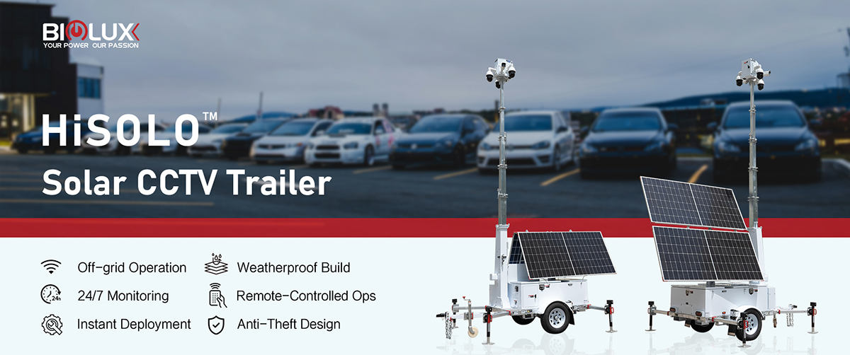 Mobile solar surveillance trailer in a field setting