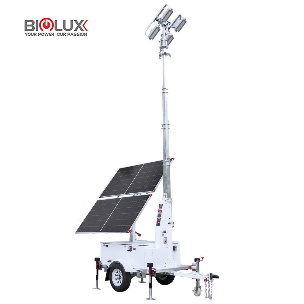 HiSOLO Mobile Solar Light Trailer with 400W LED Lights for Parking Lot Lighting - Image 3