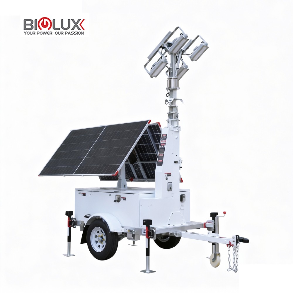 HiSOLO Mobile Solar Light Trailer with 400W LED Lights for Parking Lot Lighting - Image 2