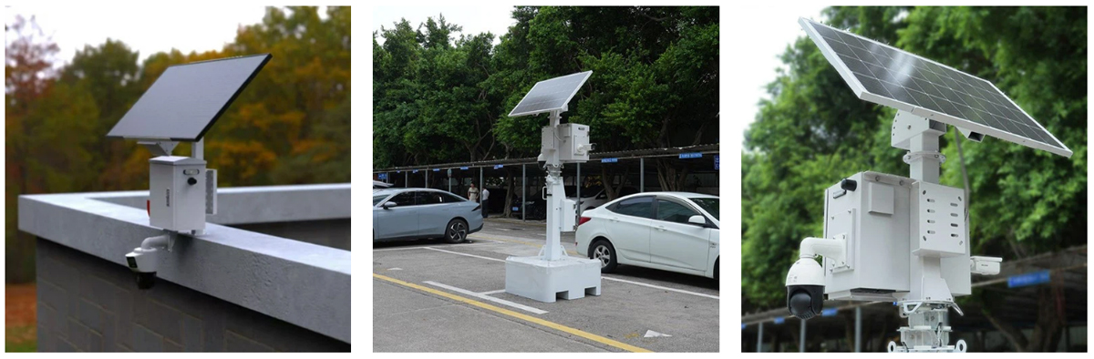 Solar surveillance kit deployed in an outdoor environment
