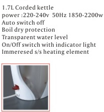 1.7L Electric Kettle with Auto Shut-Off