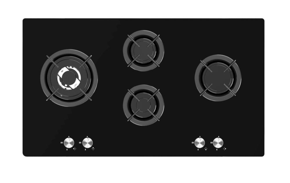 Four-Burner Black Glass Gas Hob