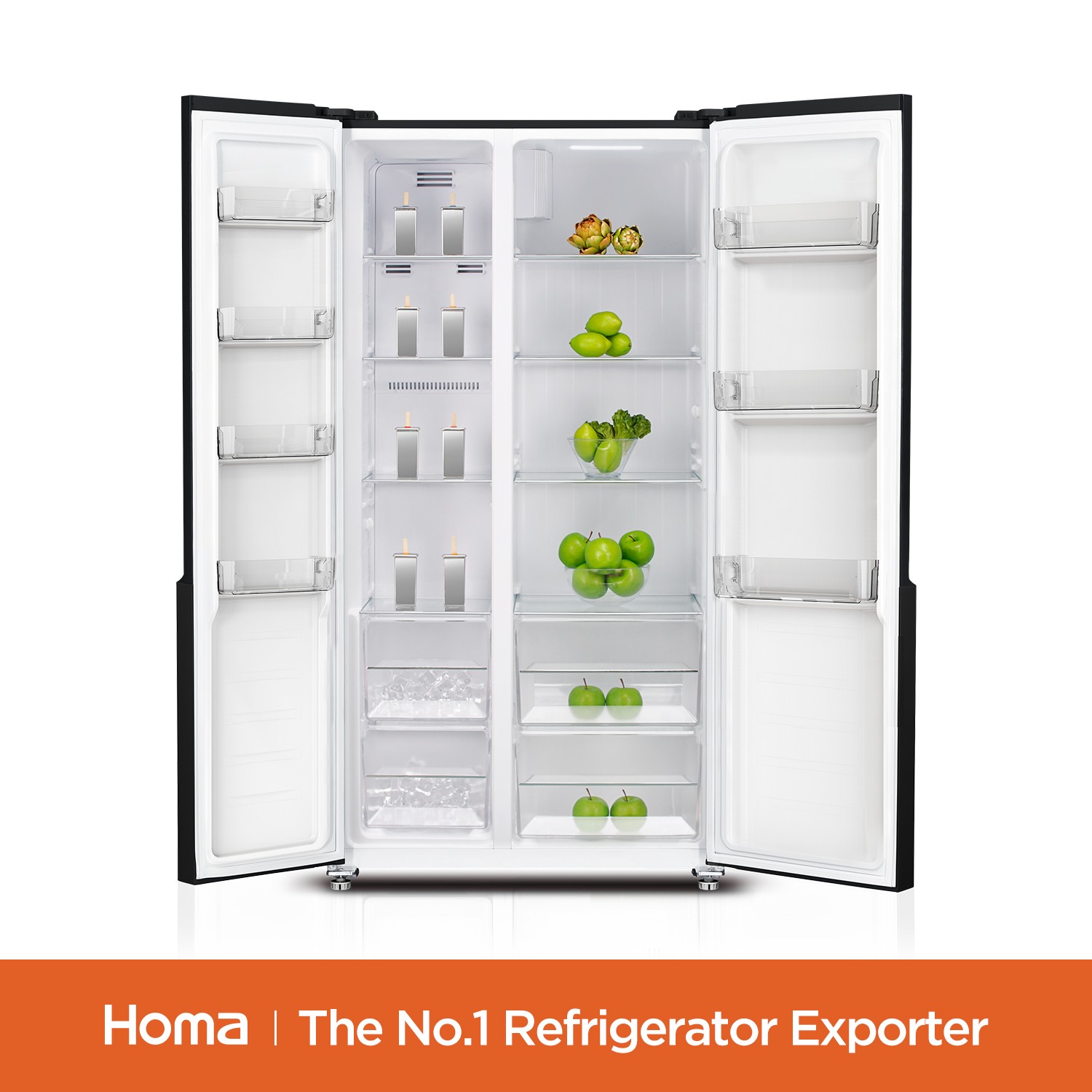 Side-by-Side Refrigerator with Glass Door