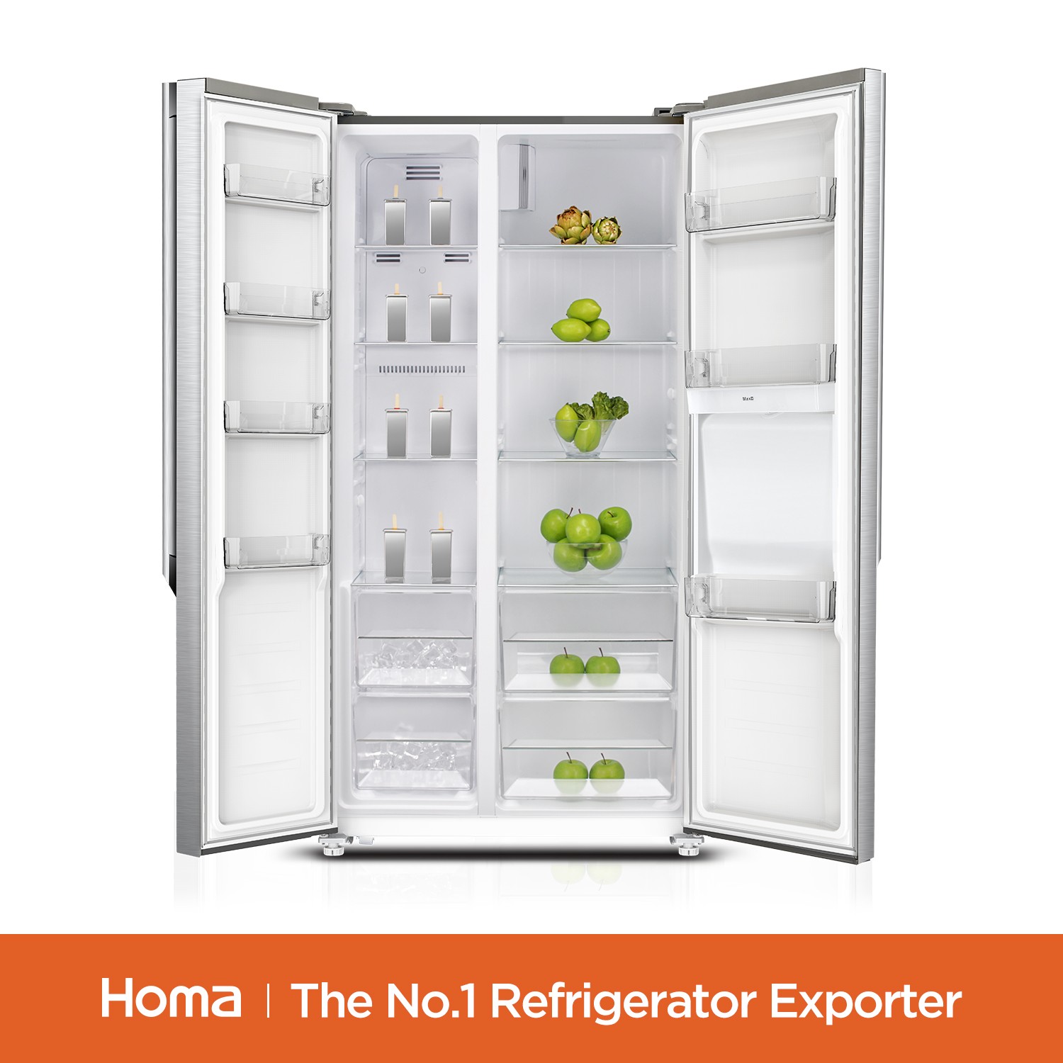 Side-by-Side Refrigerator with Adjustable Shelves