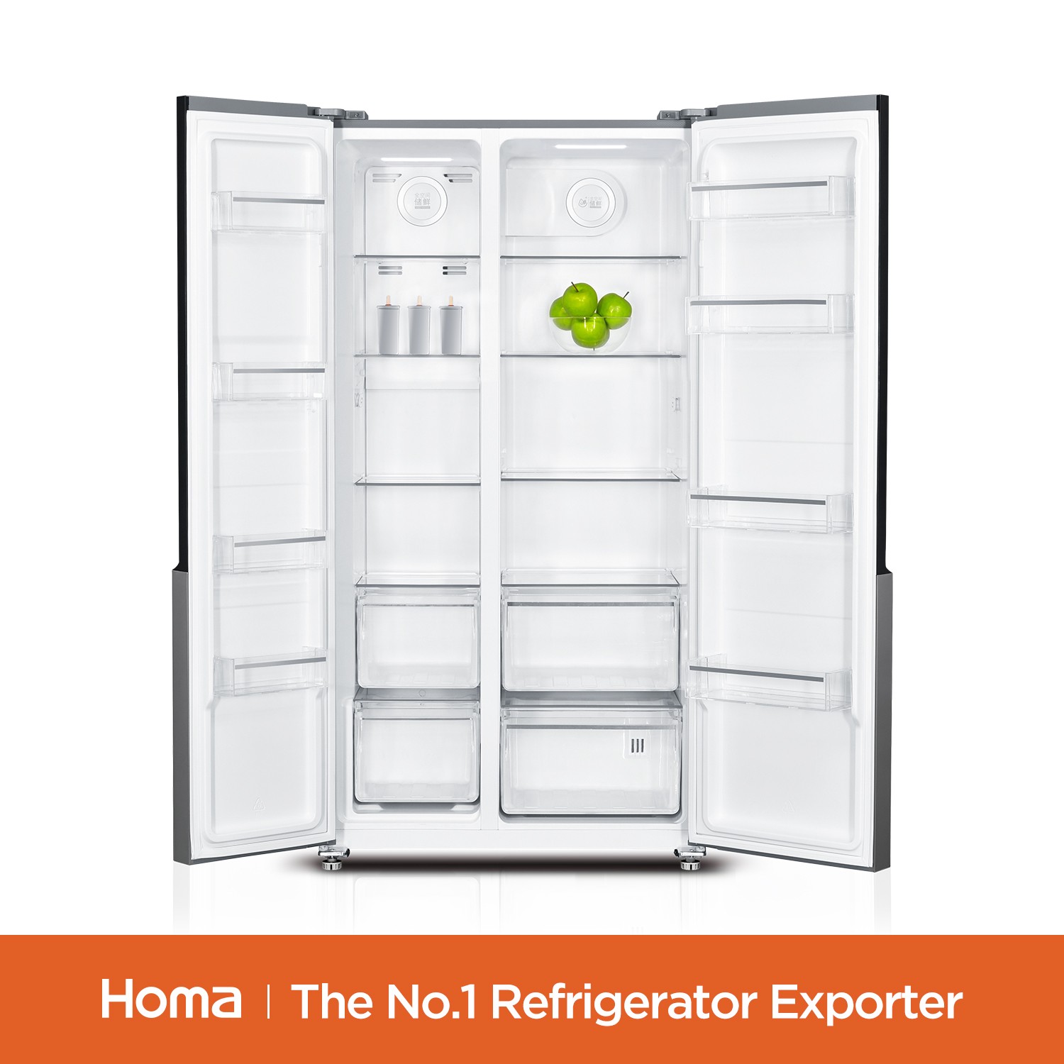 Side-by-Side Refrigerator with Adjustable Shelves