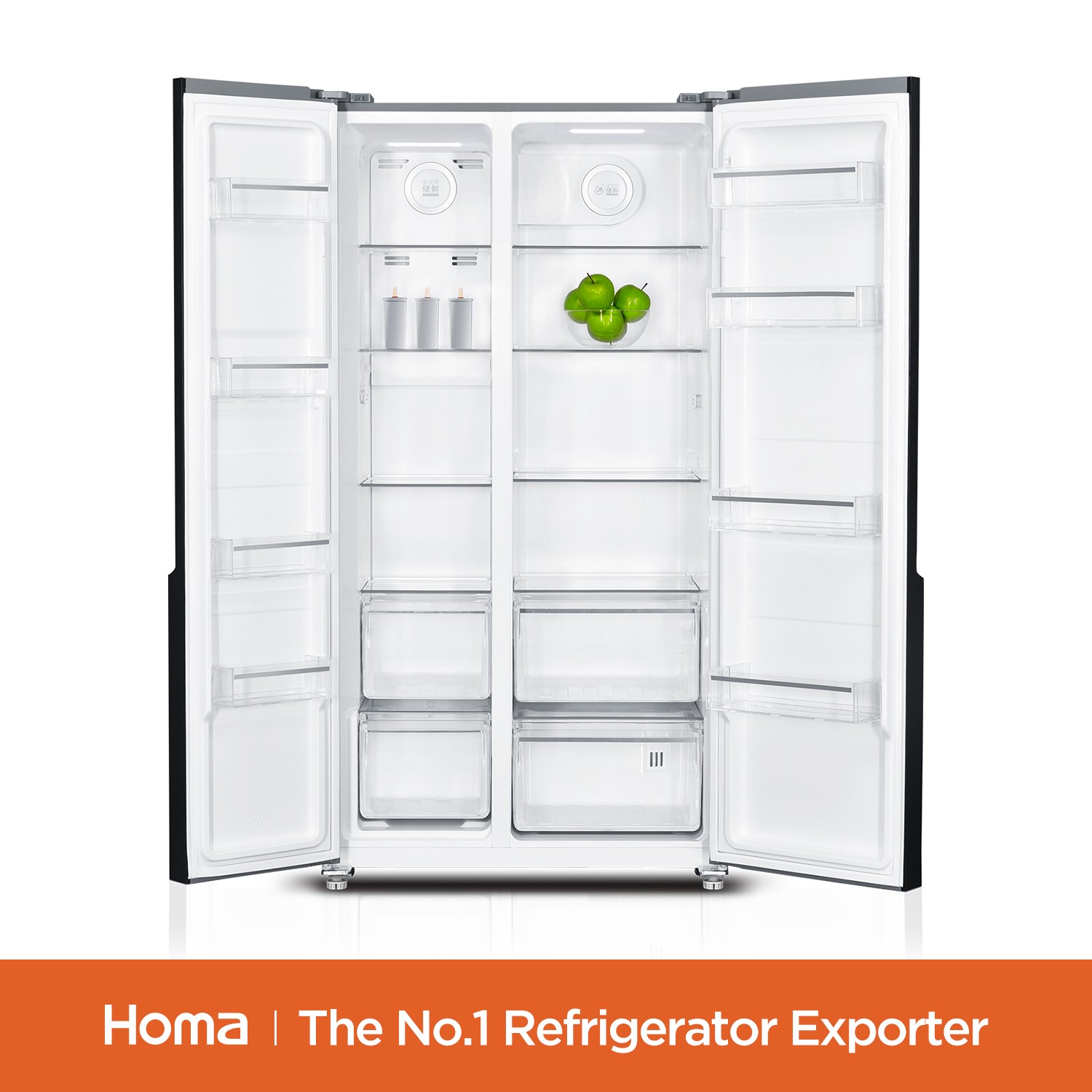 Side-by-Side Refrigerator with Glass Door