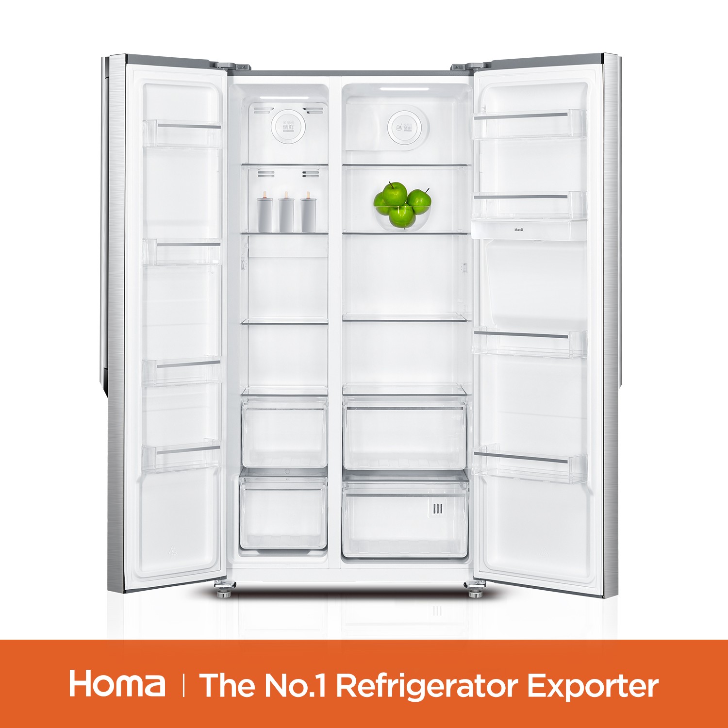 Side-by-Side Refrigerator with Adjustable Shelves