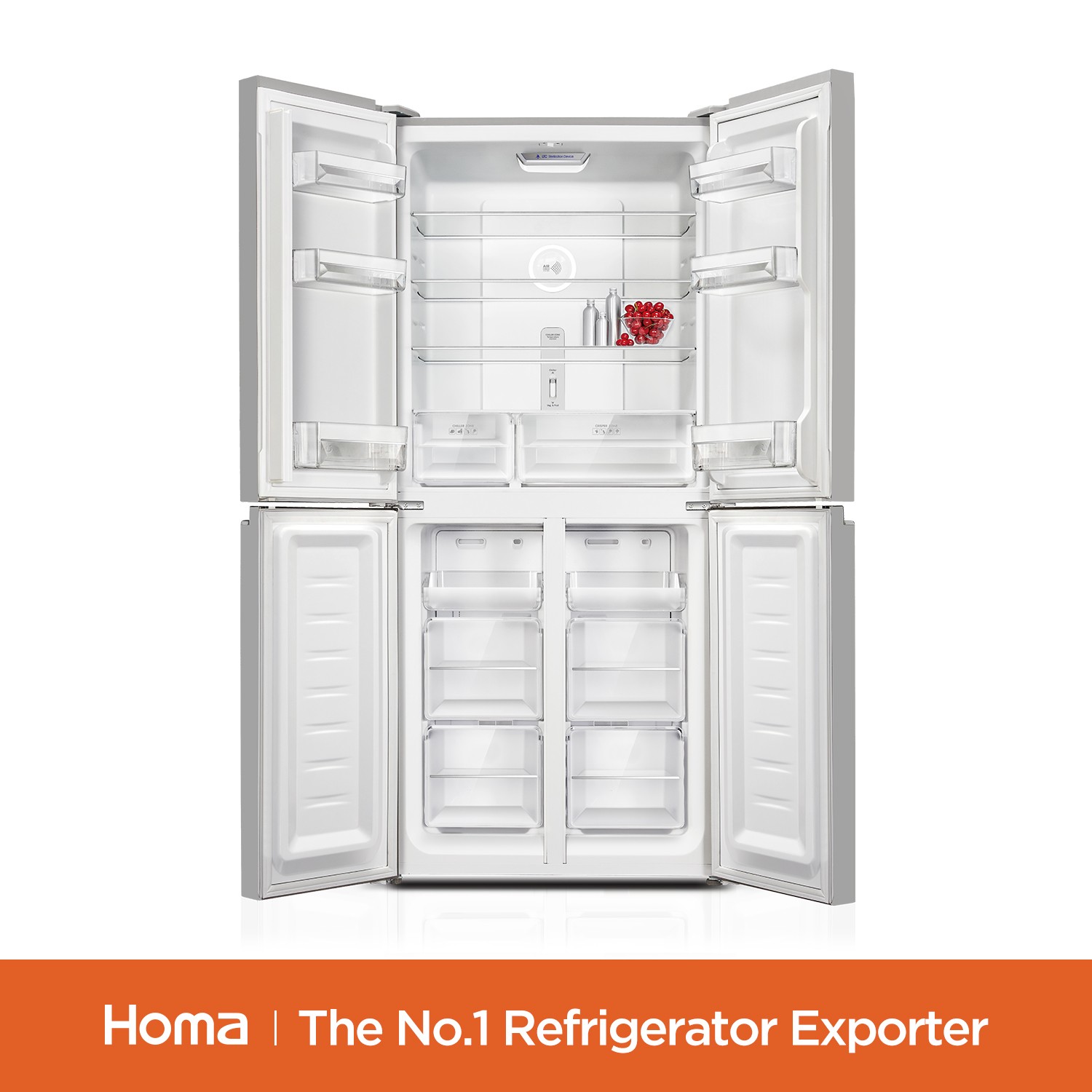 Cross Four-Door Refrigerator with Glass Door