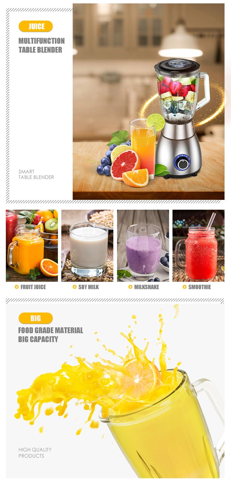 Multifunction blender showing various food processing capabilities