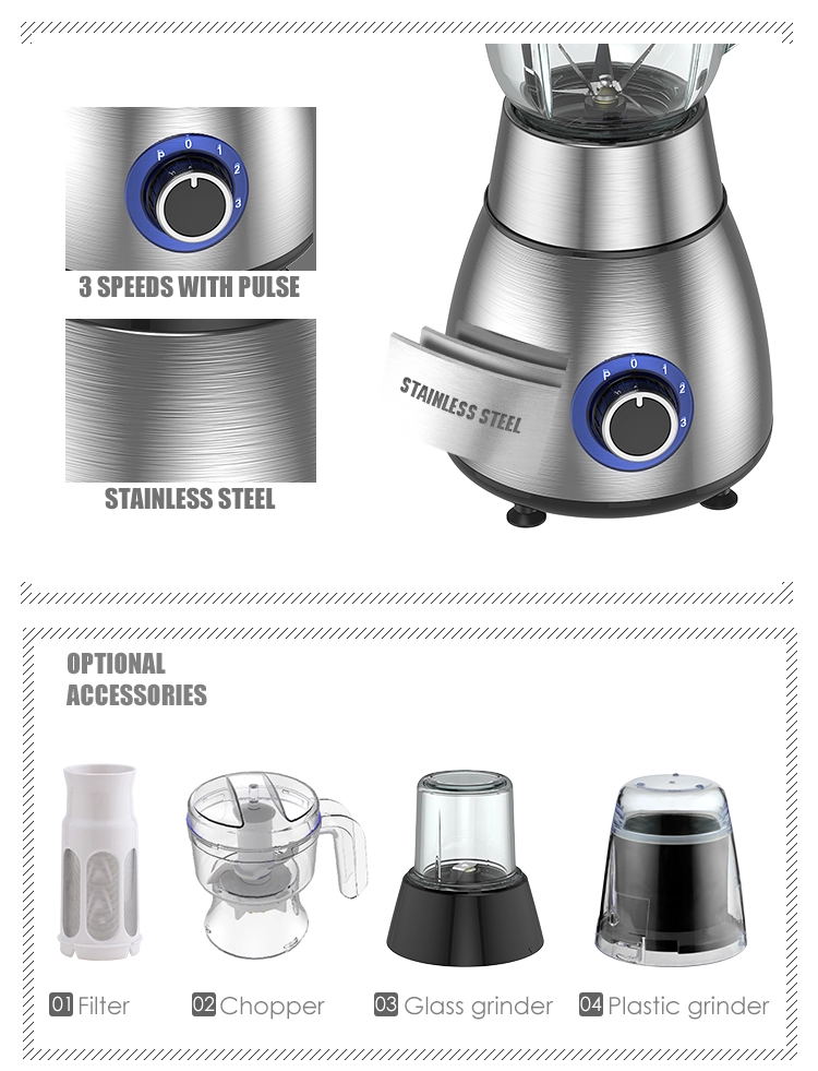 Blender with various optional attachments like grinders and chopper